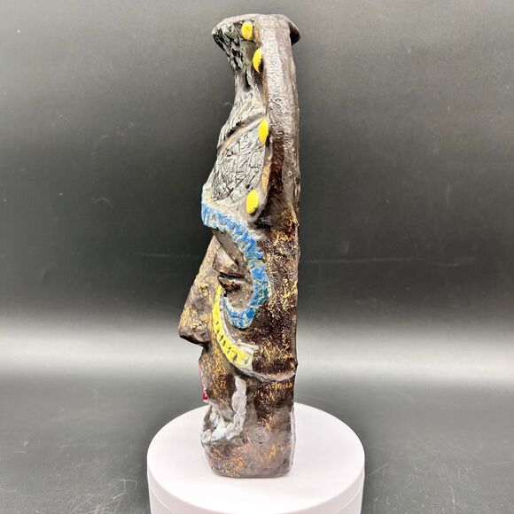 Africa Tribal Mask Liqueur Italy Decanter F.Lli Marchi Hand Painted - Picture 3 of 5